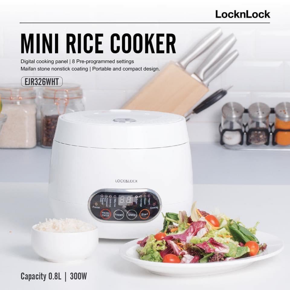 NỒI CƠM ĐIỆN TỬ MINI đa năng 0.8L LOCK&amp;LOCK-EJR326WHT 0.8L (điện tử) EJR426WHT 0.8L (cơ)