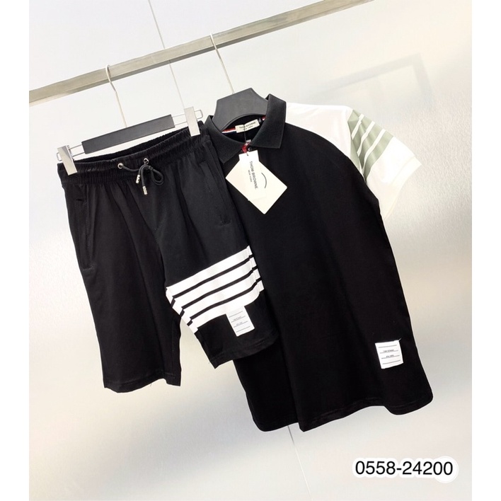 [Sẵn Hàng] Bộ Quần Áo Nam Polo Thom Browne Siêu Đẹp - Bộ Quần áo Nam Polo Viền Trắng