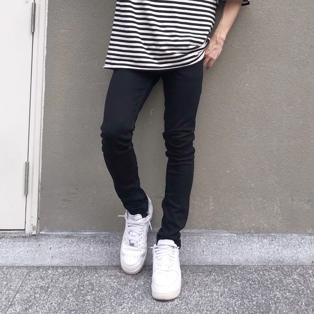 Quần jean nam streetwear cao cấp FNOS Z10 màu đen trơn form slimfit có zip jean thun co giãn