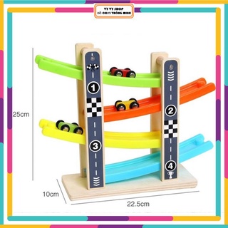🚗Cầu trượt 4 tầng bằng gỗ kèm xe hơi cho bé, đồ chơi thông minh giúp bé thỏa sức vui chơi 🚙