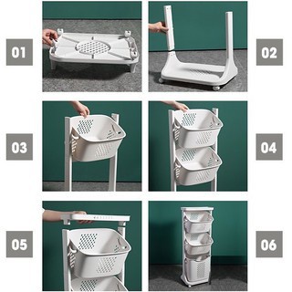 Kệ đựng đồ đa năng, nhựa plastic, kệ 3 tầng có bánh xe BABYJOY