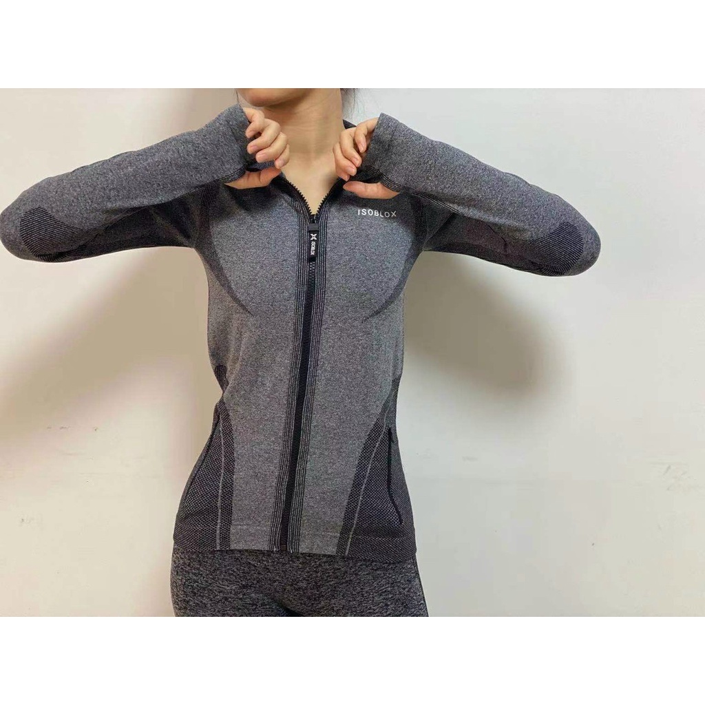 Aó Khoác Tập Gym Thể Thao Nữ Dệt Kim Có Túi Bin Sports A081