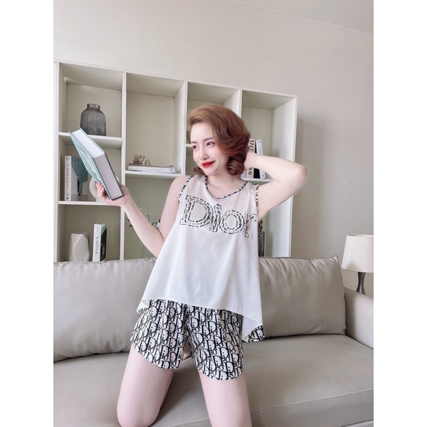 set bộ mặc nhà áo sát nách hoạ tiết cực xinh