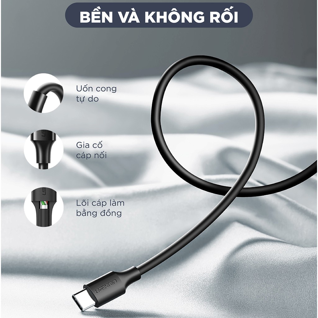 Cáp sạc USB 2.0 A sang USB C Ugreen US287 Sạc nhanh | Tốc độ truyền 480Mbps | Bảo Hành 1 đổi 1 18 Tháng | 60225 60114