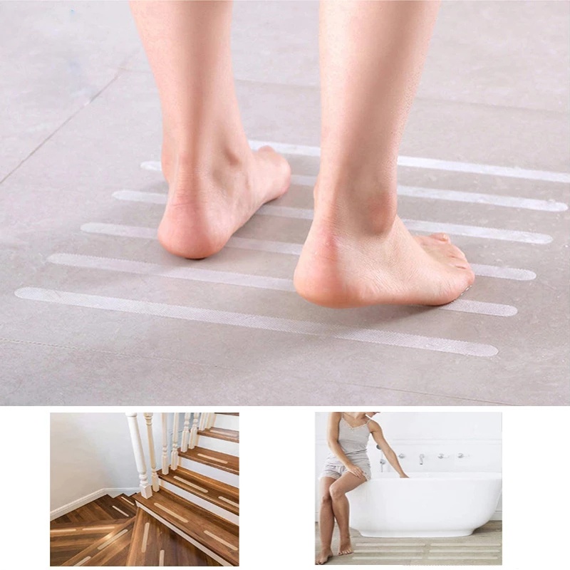 Bộ 12 Miếng Dán Cố Định Cầu Thang Bằng Cao Su Trong Suốt Chống Trượt Không Thấm Nước Nhiều Màu