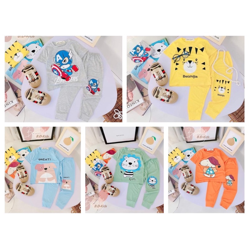 Bộ Minky Mom tay dài quần dài thun lạnh cho bé trai bé gái từ 6kg đến 18kg