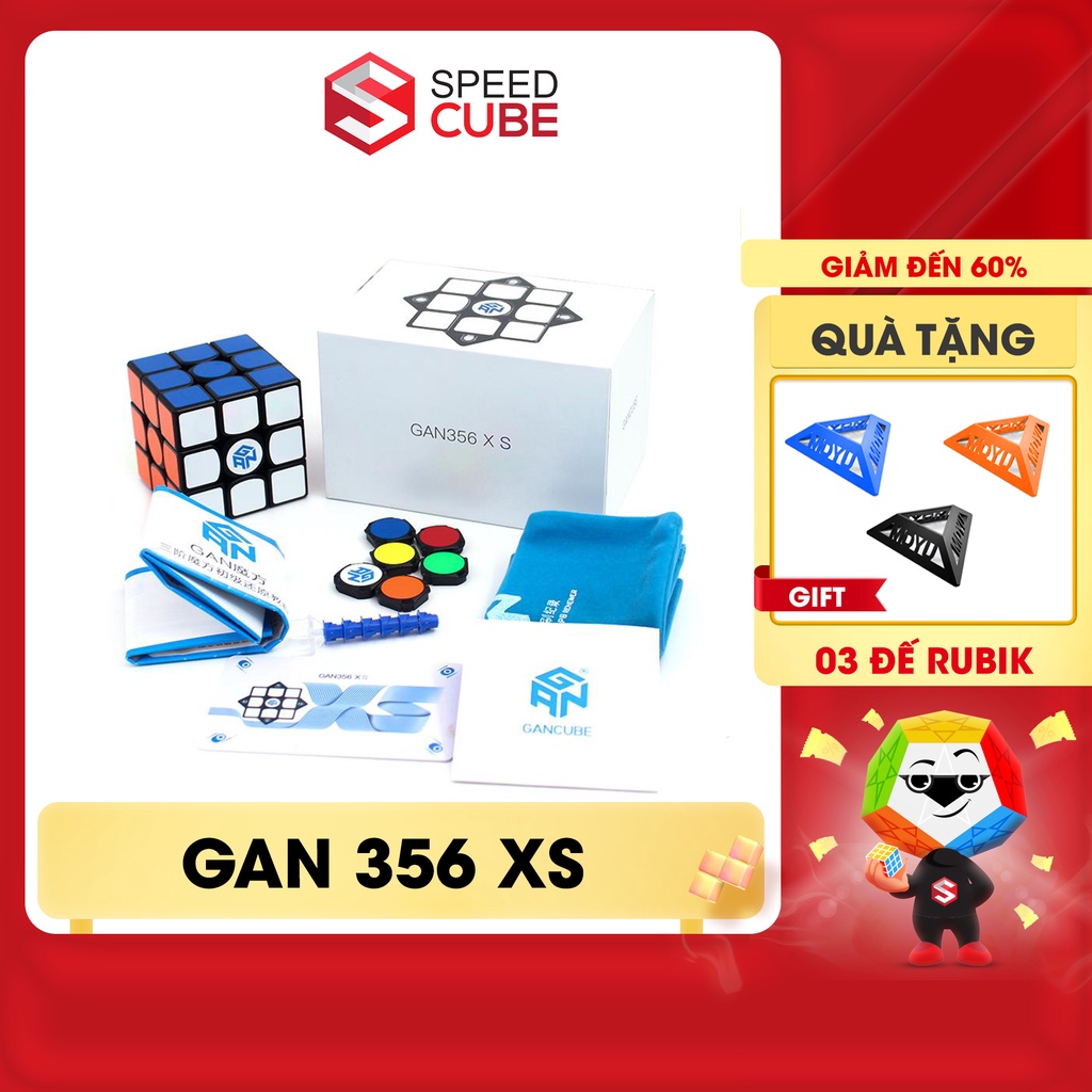 Rubik 3x3 GAN 356 XS Stickerless/Viền đen, Rubik 3x3x3 Nam Châm Chính Hãng Gan - Shop Speed Cube