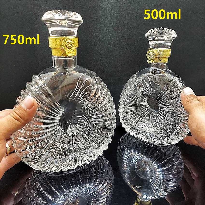 Vỏ chai thủy tinh đựng rượu 750ml – 500ml (bộ 2 chai) cao cấp mẫu X-O ĐẾ VƯƠNG (Mẫu B8 và C15)