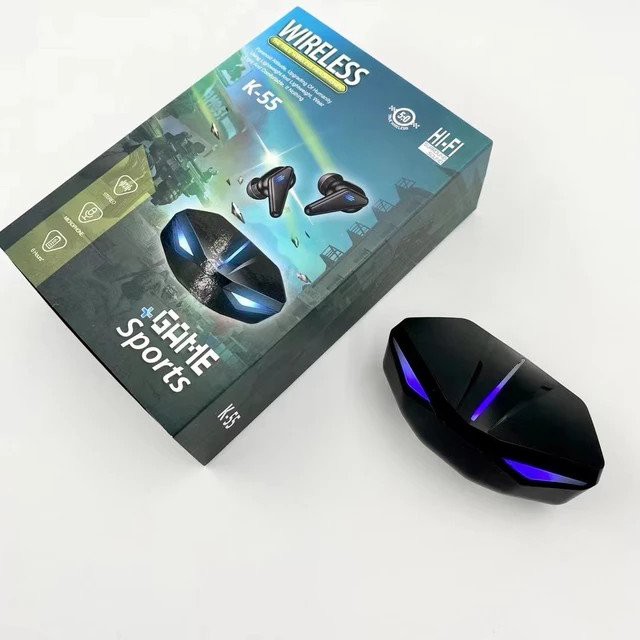 Tai nghe bluetooth không dây gaming K55 nhét tai chống nước, chống ồn, âm thanh HD, chuyên chơi game