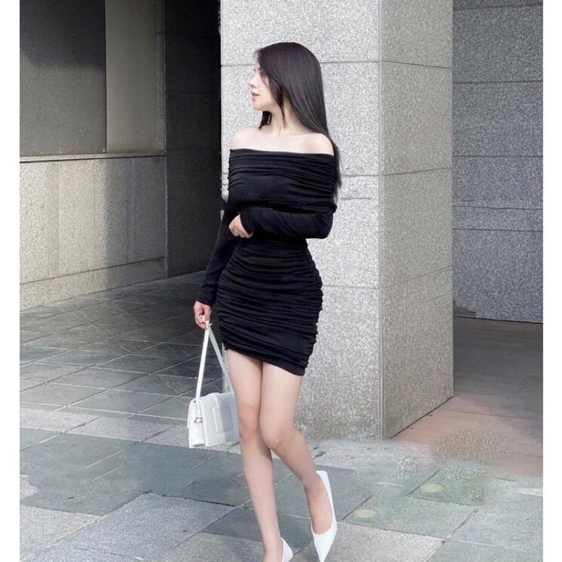 Đầm body trễ vai tay dài - CarotShop