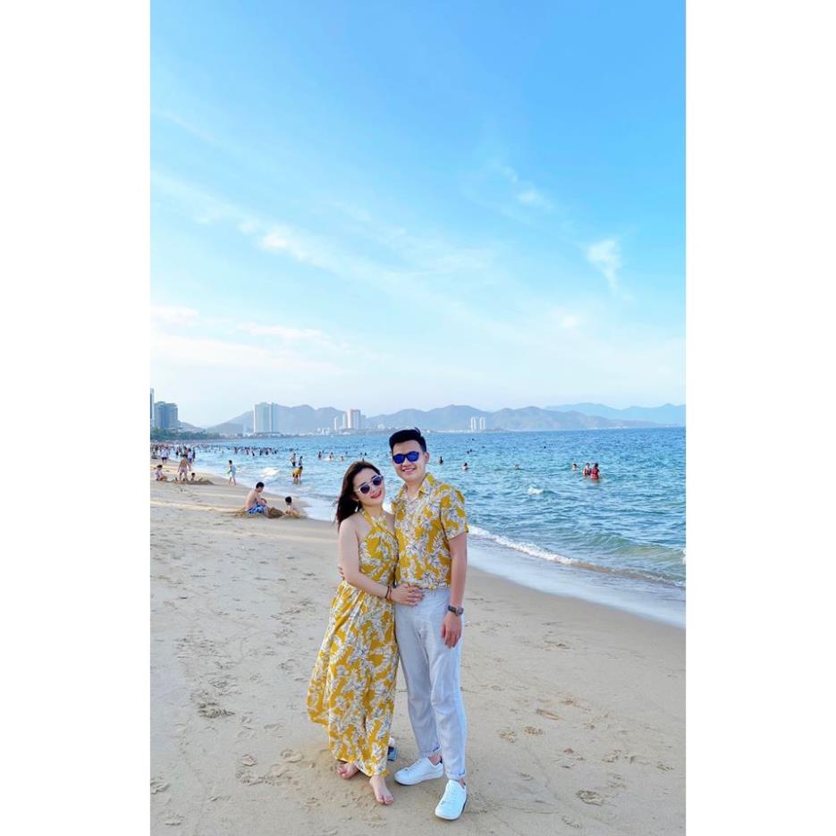 Set Váy áo đôi nam nữ đi biển đẹp ❤️FREESHIP❤️ Váy áo sơ mi đi biển AV07 YAME Couple LCA