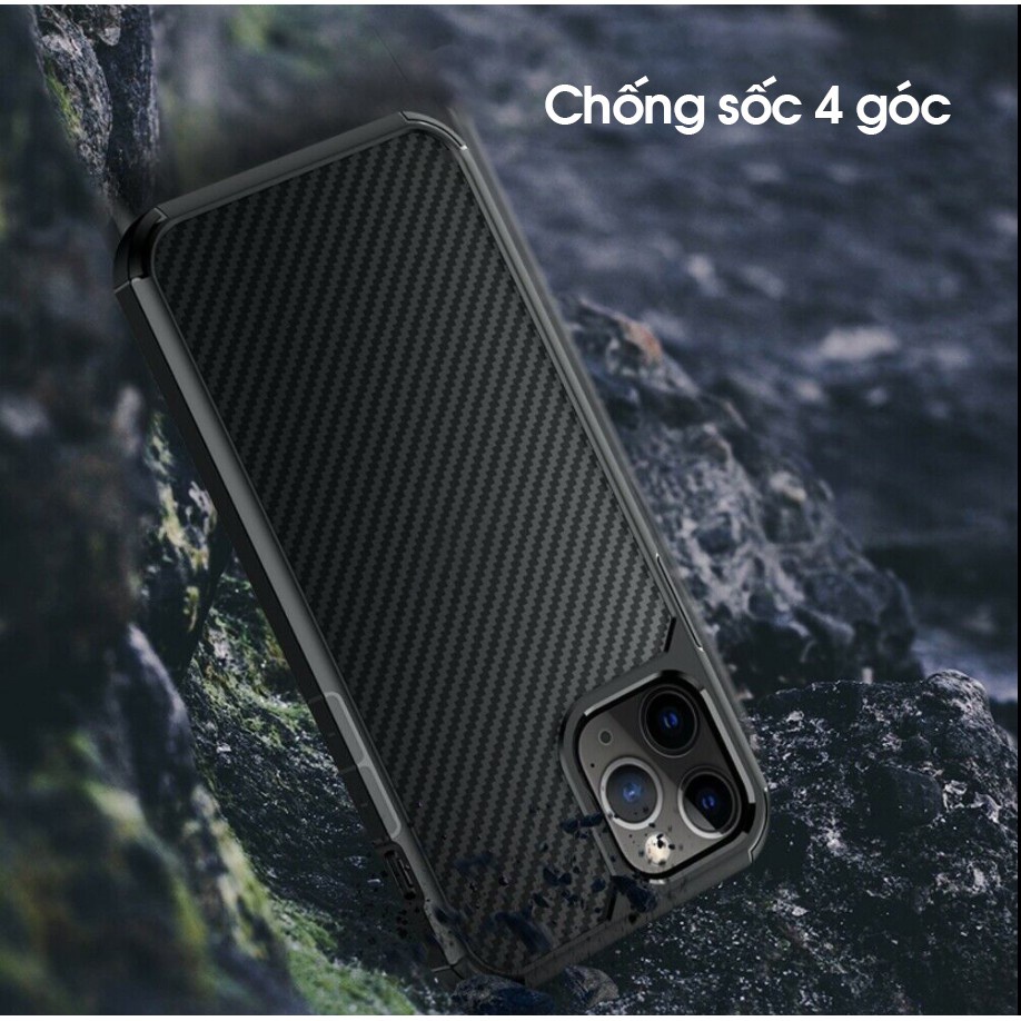 Ốp lưng IPAKY cho iPhone 15/ 15 Plus/ 15 Pro/ Max/ 14/ 14 Plus/ 14 Pro/ Max/ 13/ 12/ 11 Series - Mặt lưng CARBON TRONG