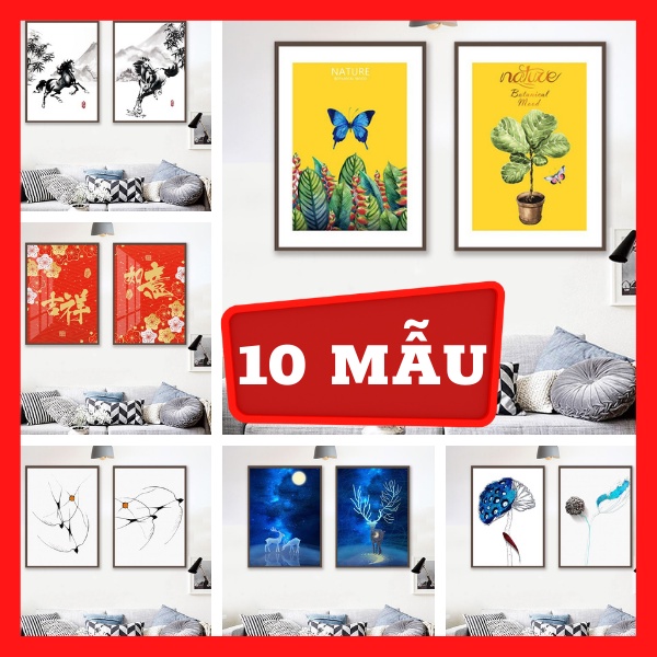 Bộ 2 - Tranh treo tường - Trang trí phòng khách Hiện đại/Gỗ MDF Hàn Quốc chống ẩm mốc, mối mọt TD