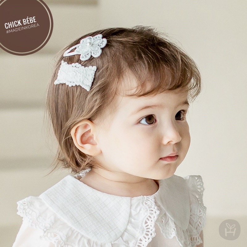 Set kẹp tóc ren Joena Happy Prince made In Korea cho bé gái từ 6 tháng
