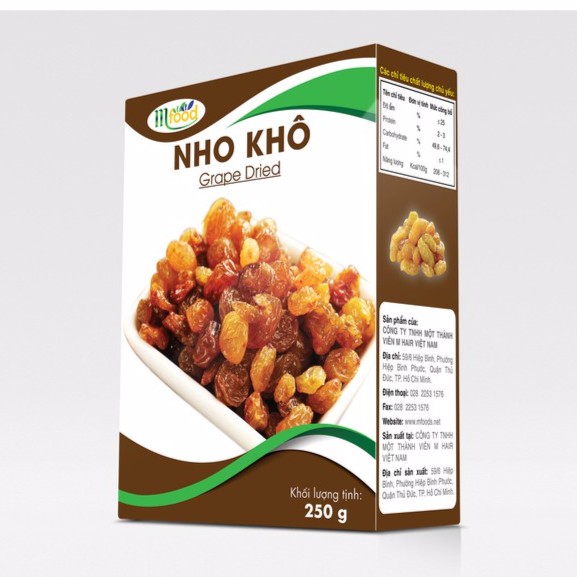 [FREESHIP 99K]Nho Mỹ khô hộp 250g