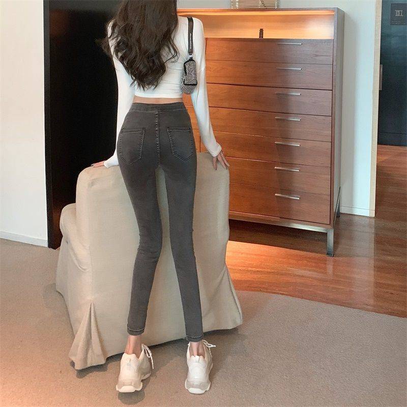 Quần Jean Lưng Cao Dáng Ôm Thời Trang Âu Mỹ Cá Tính Cho Nữ