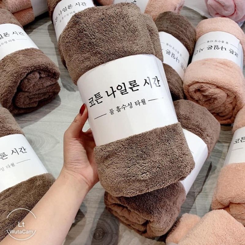 Khăn Tắm Lông mịn Hàn Quốc 140x70cm Siêu Thấm Hút - Khăn Xuất Hàn Shop Bé TiTi