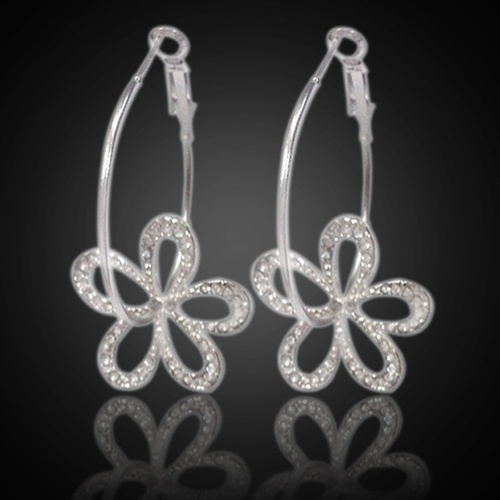 Cặp khuyên tai hợp kim hình hoa đính đá xinh xắn trẻ trung dành cho nữ