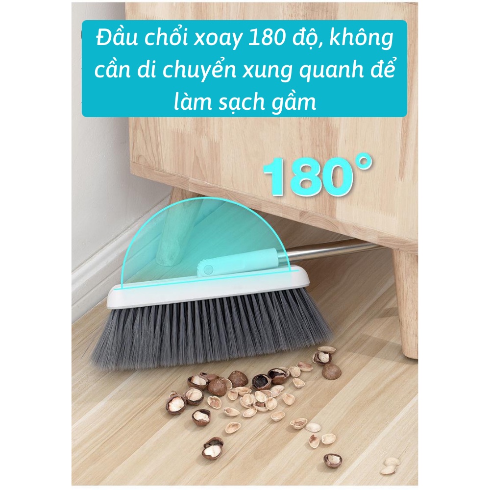 Chổi Quét Nhà Gấp Gọn 2in1 Thông Minh Chổi Quét Xoay 180 Độ Kèm Hót Rác NANALI STORE