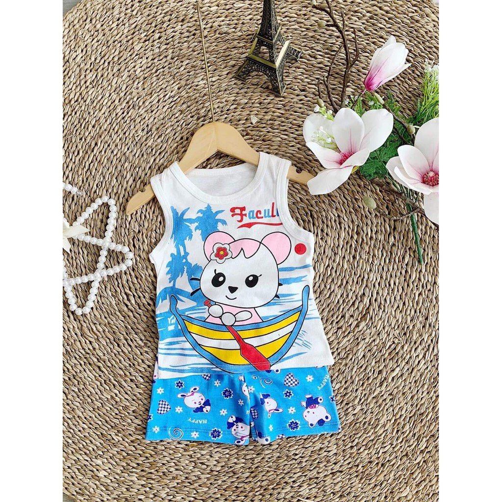 Thời trang quần áo trẻ em cao cấp giá rẻ đồ bộ sát nách thun cotton cho bé gái từ 10 - 24 kg