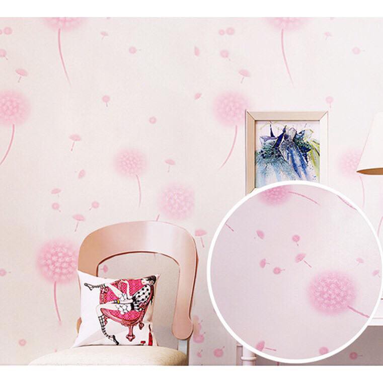 10m giấy dán tường hình hoa bồ công anh hồng khổ rộng 45cm có keo dán sẵn