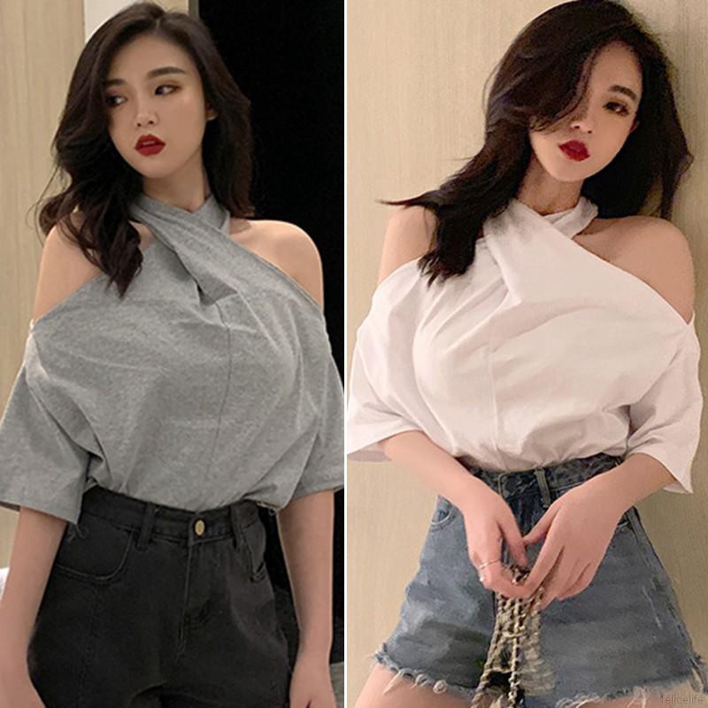 Áo thun nữ trễ vai quyến rũ phong cách Hàn Quốc