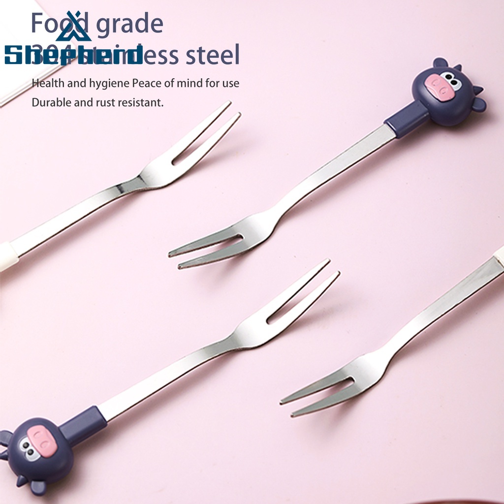 Set 6 nĩa Shepherd thép không gỉ cấp thực phẩm sáng tạo dùng ăn trái cây cho nhà bếp