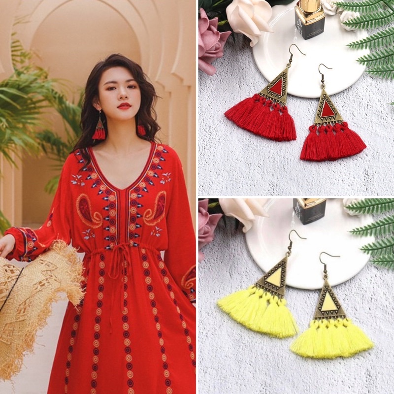 🌈Khuyên tai Vintage, bông tai tuarua xinh sắc màu phong cách Boho nhiều mẫu chọn