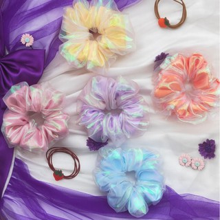 Dây buôc tóc scrunchies hologram 2 lớp