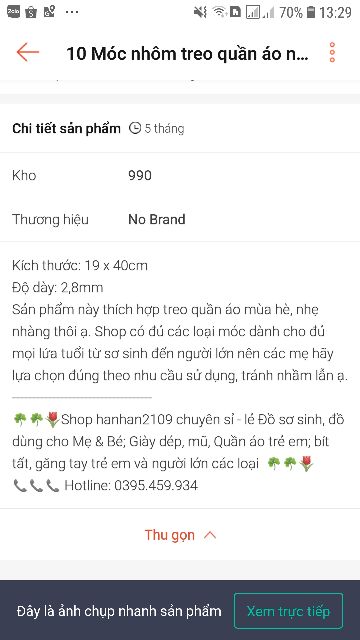 10 Móc nhôm treo quần áo người lớn (40cm)