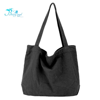 Canvas Handbag Simple Men's Large-Capacity Cotton Tote Bag Women's Reusable Shopping Bag (Black)