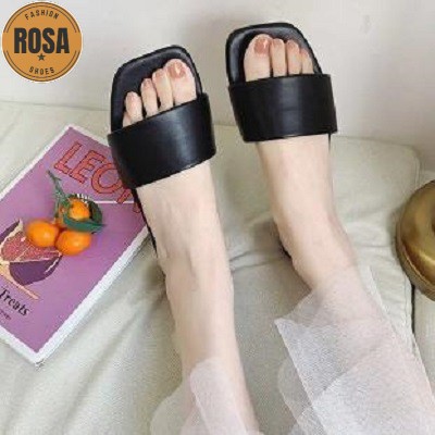 Dép quai ngang mũi vuông  DD0205 Mys Loviie.Corner Rosa Shoes