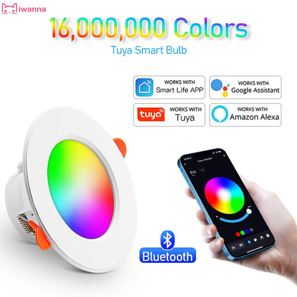 Bluetooth-Tương Thích Đèn Nhiều Màu Sắc Điểm Đèn LED Đèn Tròn Nhà Thông Minh Đèn LED RGB Âm Trần 110V 220V @ Iwanna