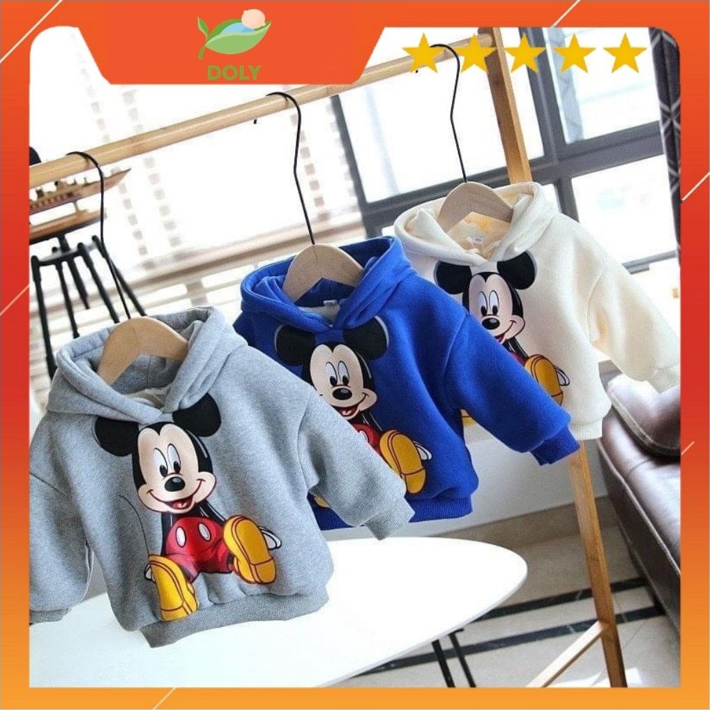 Áo Nỉ Lót Lông Hoodie Cho Bé Trai Và Bé Gái Hình Mickey Từ 5 Đến 32kg DOLY STORE