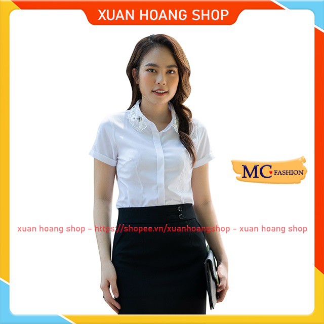 Áo Sơ Mi Nữ Trắng Công Sở Đẹp, Dài Tay, Ngắn Tay Cộc Mc Fashion, Cổ Ren, Chất Liệu Co Giãn Mát, Size Đủ A651, A663