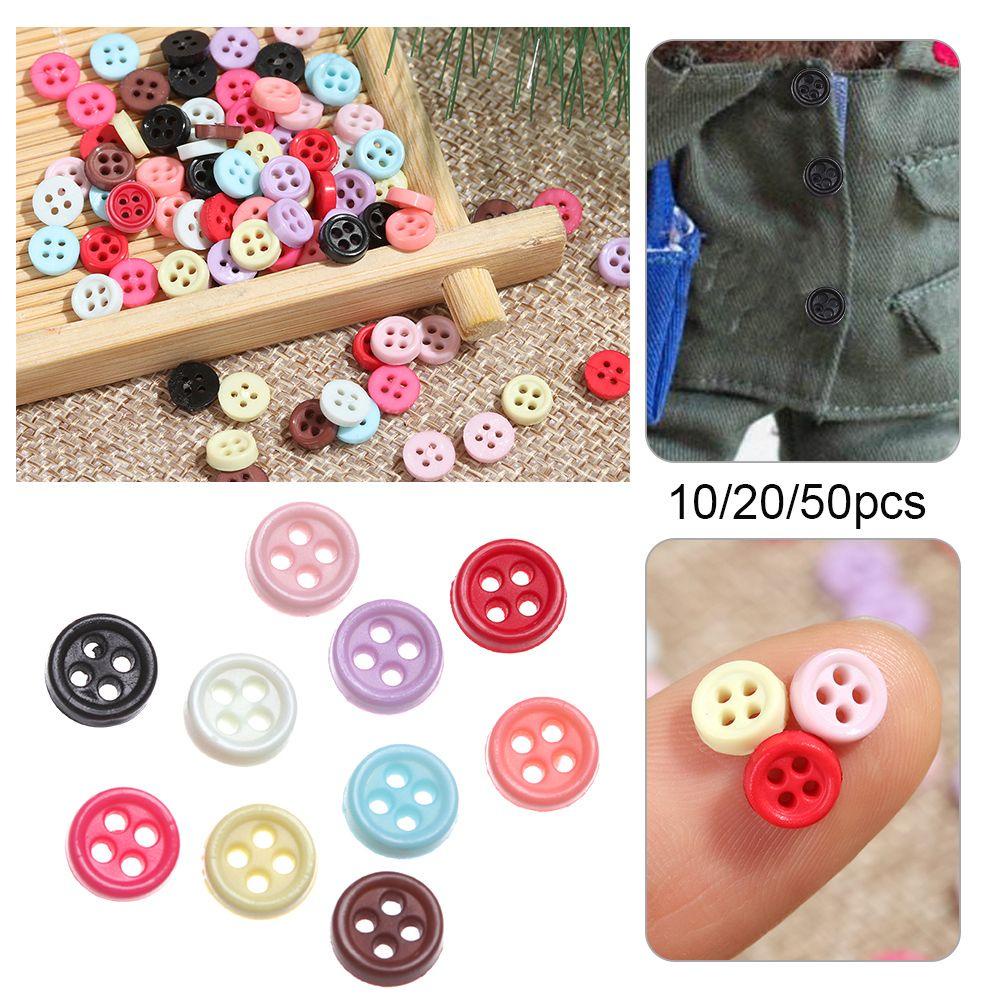 BEBETTERM Set 10 / 20 / 50 Nút Tròn 4 Lỗ Nhiều Màu Sắc Xinh Xắn Cho Búp Bê