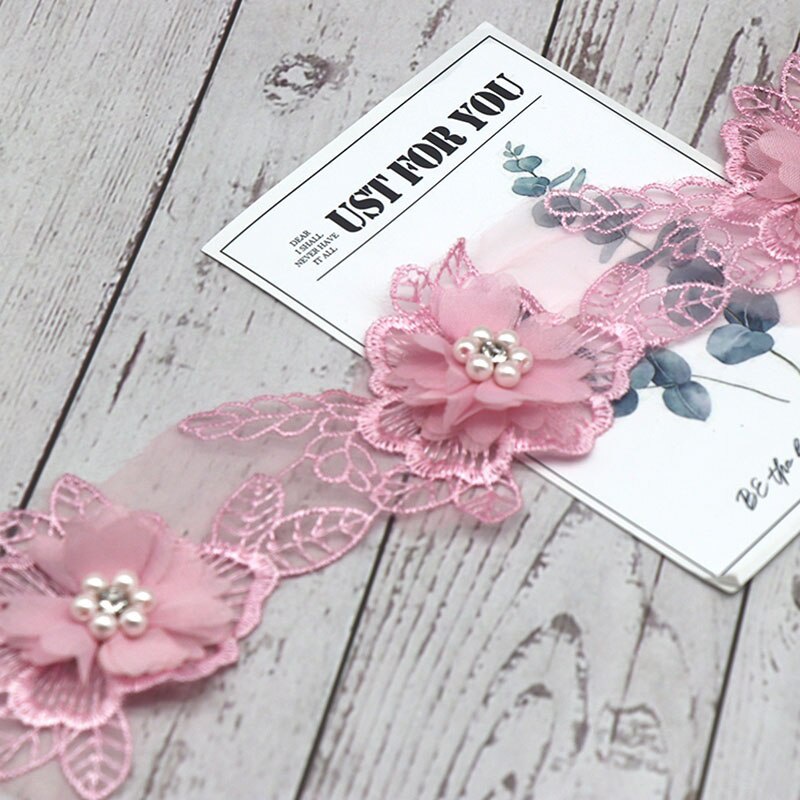 Set 10 Dải Ren Hoa Đính Ngọc Trai Giả Dùng Trang Trí Đám Cưới