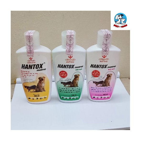 Sữa Tắm Hantox Shampoo 200ml T.rị Ve Rận, Bọ Chét, Kháng Khuẩn Ngoài Da Chó Mèo