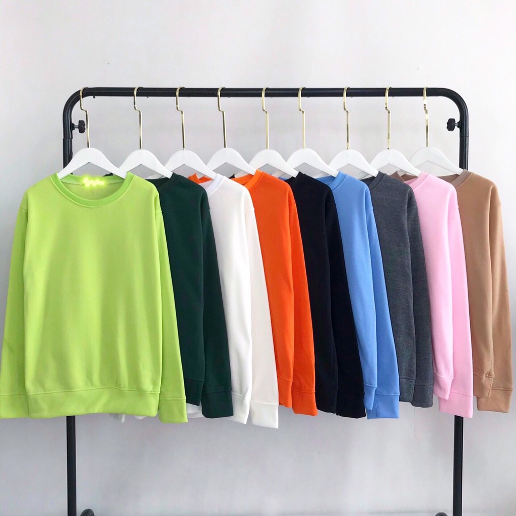 Áo Sweater Trơn Ulzzang Unisex Màu Xanh Dạ Quang Chất Nỉ Bông Cao Cấp Dáng Rộng Nam Nữ - MM | BigBuy360 - bigbuy360.vn