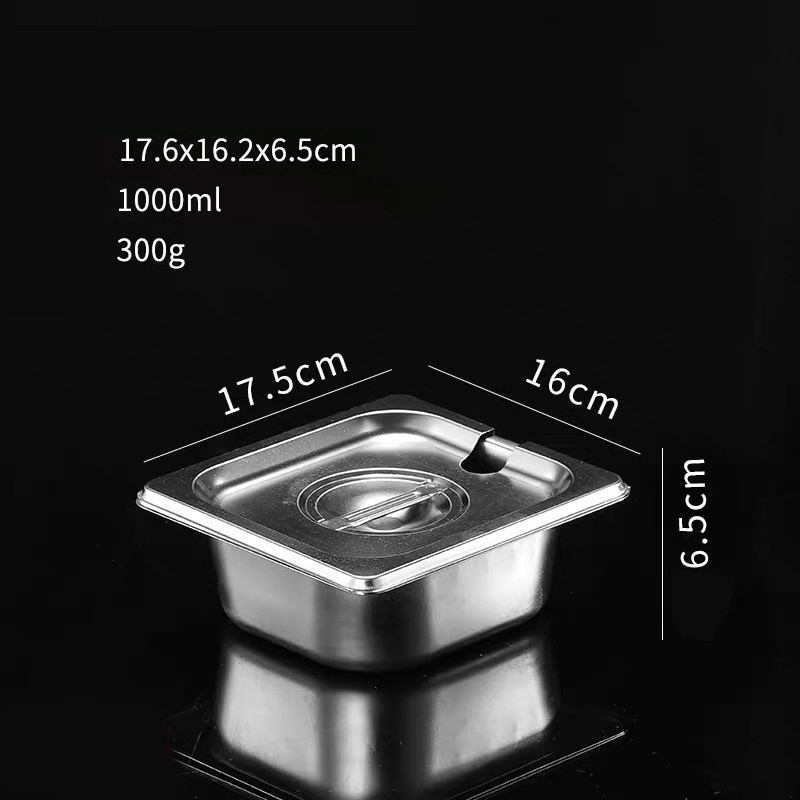 Khay Inox Đựng Thạch Topping Đựng Thực Phẩm Vuông GN 1/6