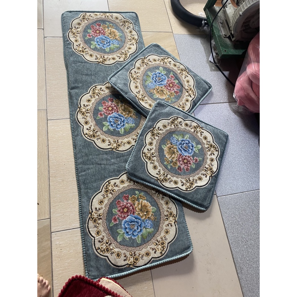 Bộ thảm trải ghế, đệm ghế gỗ sofa tây âu nhập khẩu cao cấp, bộ đệm ghế gỗ hoàng gia êm ái sang trọng giá rẻ