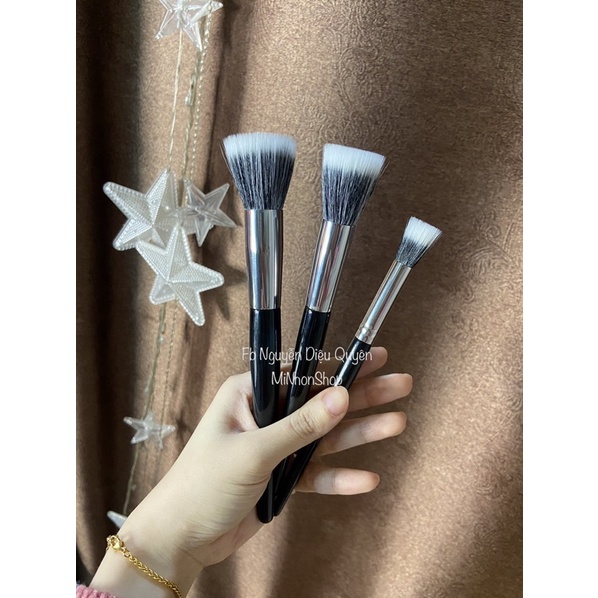 Set 3 cọ đa năng, phủ/ má/ light…lông 2 lớp layer siêu mềm chống bết