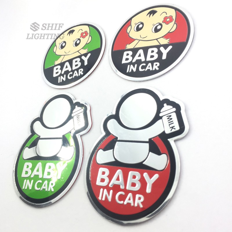 Miếng dán logo bằng nhôm họa tiết &quot;Baby in Car&quot; cho xe hơi