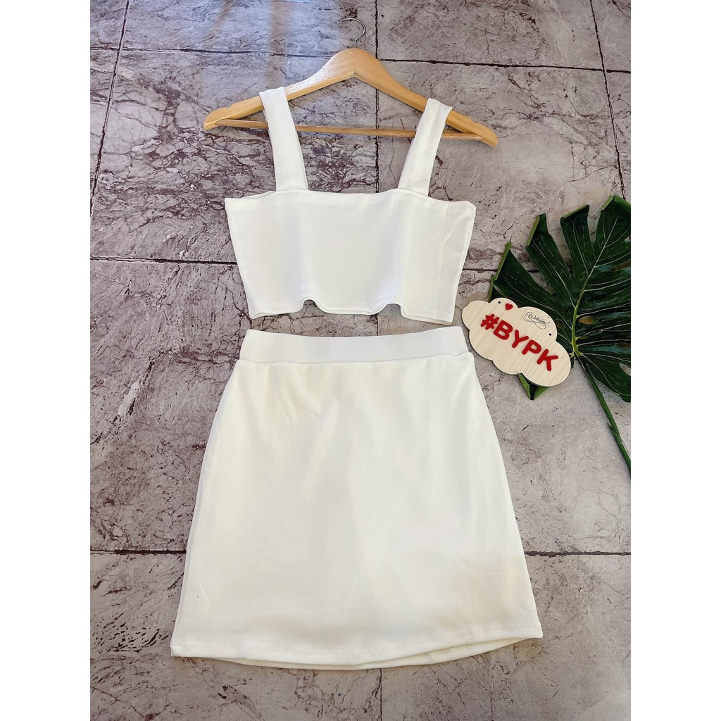 Set Bộ Đồ Nữ Hàng Xưởng VNXK Áo Thun Croptop và Chân Váy Ôm Body Có Lót Quần mặc Hằng Ngày Đi Dạo Chất Lượng Cao Giá Rẻ