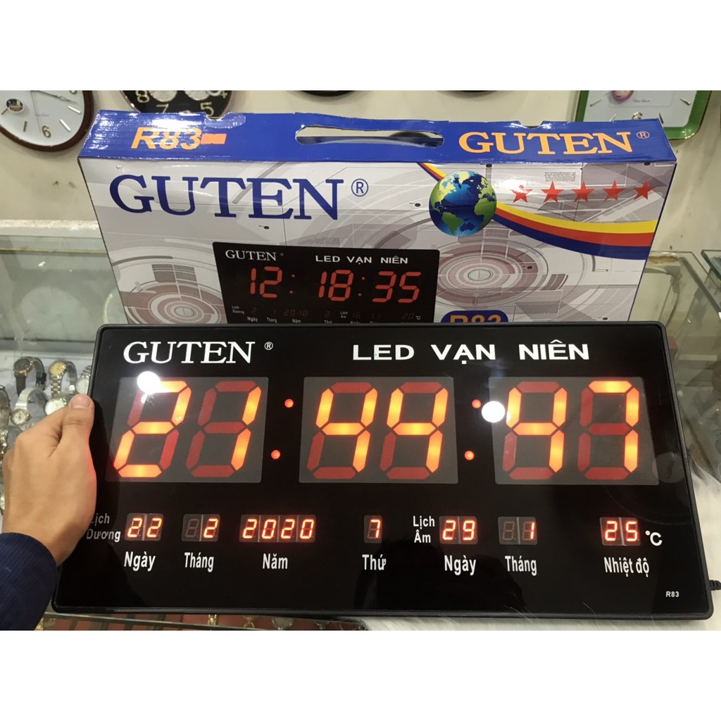 Đồng hồ led vạn niên Guten R83 cao cấp Kích thước 45 x 22 cm