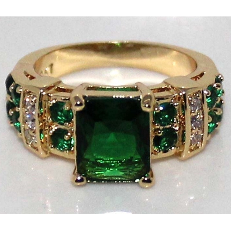 Nhẫn nữ mạ vàng 18k đính đá xanh sang trọng