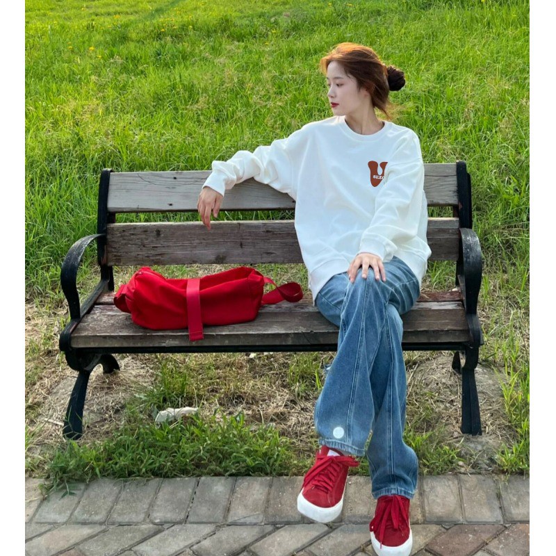 SELVZE Áo sweater Tay Dài Cổ Tròn In Họa Tiết retro Thời Trang Cho Nữ