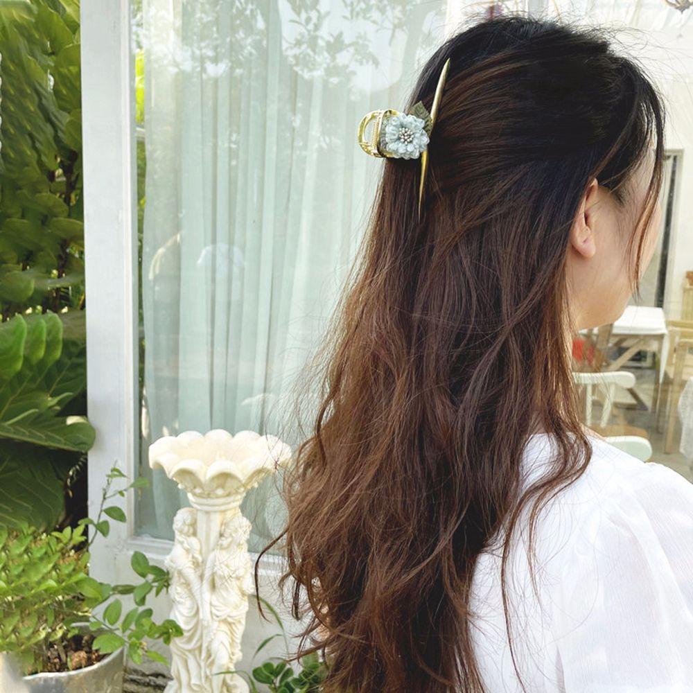 Kẹp Tóc Móng Vuốt Hình Hoa Hồng Lấp Lánh Bằng Hợp Kim Phong Cách Hàn Quốc Ngọt