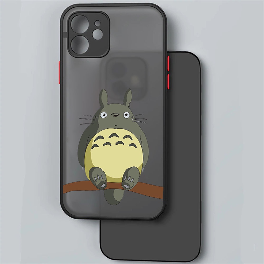 Ốp Điện Thoại Nhựa PC Cứng Mặt Nhám Hình Totoro Cho iPhone 11 12 13 Pro Max 7 8 SE 2022