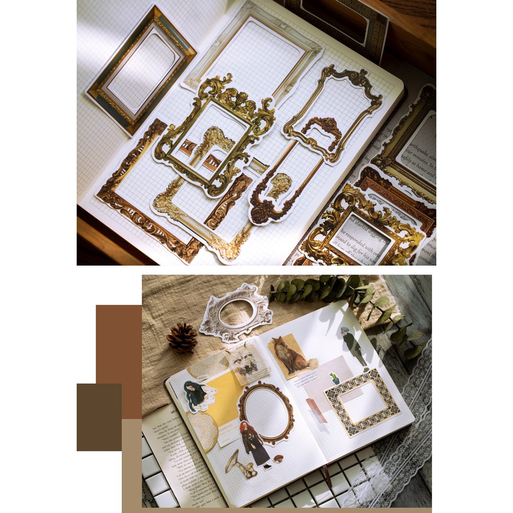 Set sticker khung ảnh retro trang trí planner